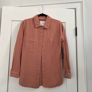 Thread & Supply coral jean button down long sleeve short.